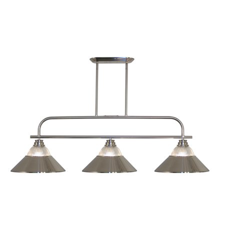 Z-LITE Annora 3 Light Island/Billiard, Brushed Nickel & Clear Ribbed 437-3BN-RBN